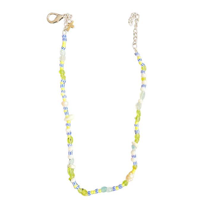 Edén – Colourful Gemstone & Pearl Beaded Necklace (Silver or Gold) for wholesale by Lucy Andy Jewellery