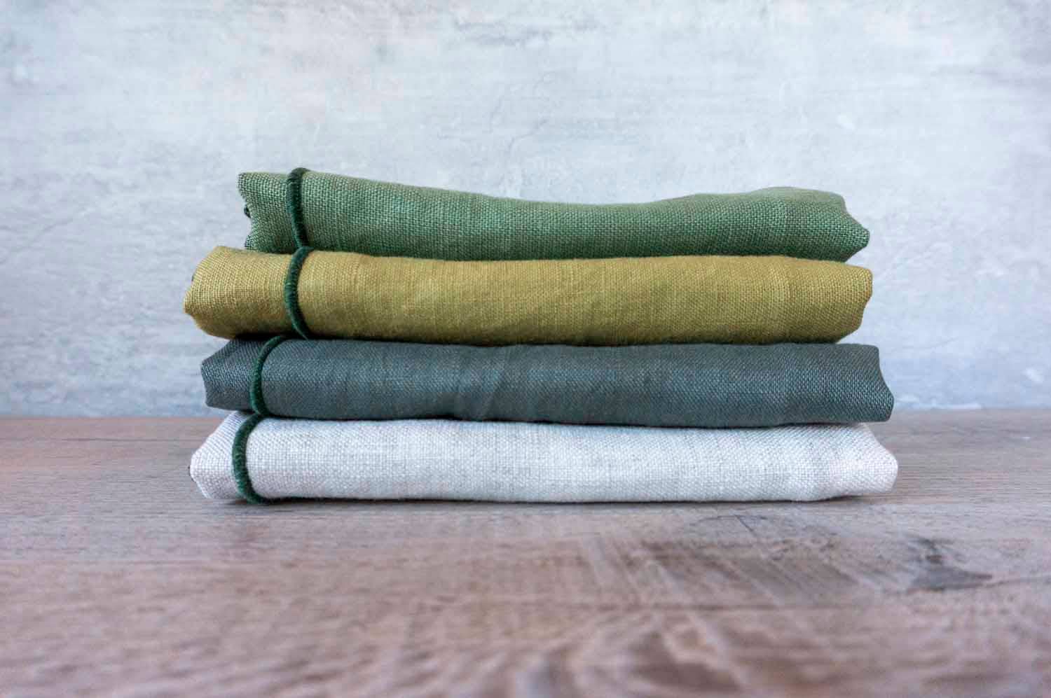 West Coast Handmade – wholesale Dinner & cloth napkin – Curated 100% Linen Dinner Napkins Evergreen Mix - 4 Pack3