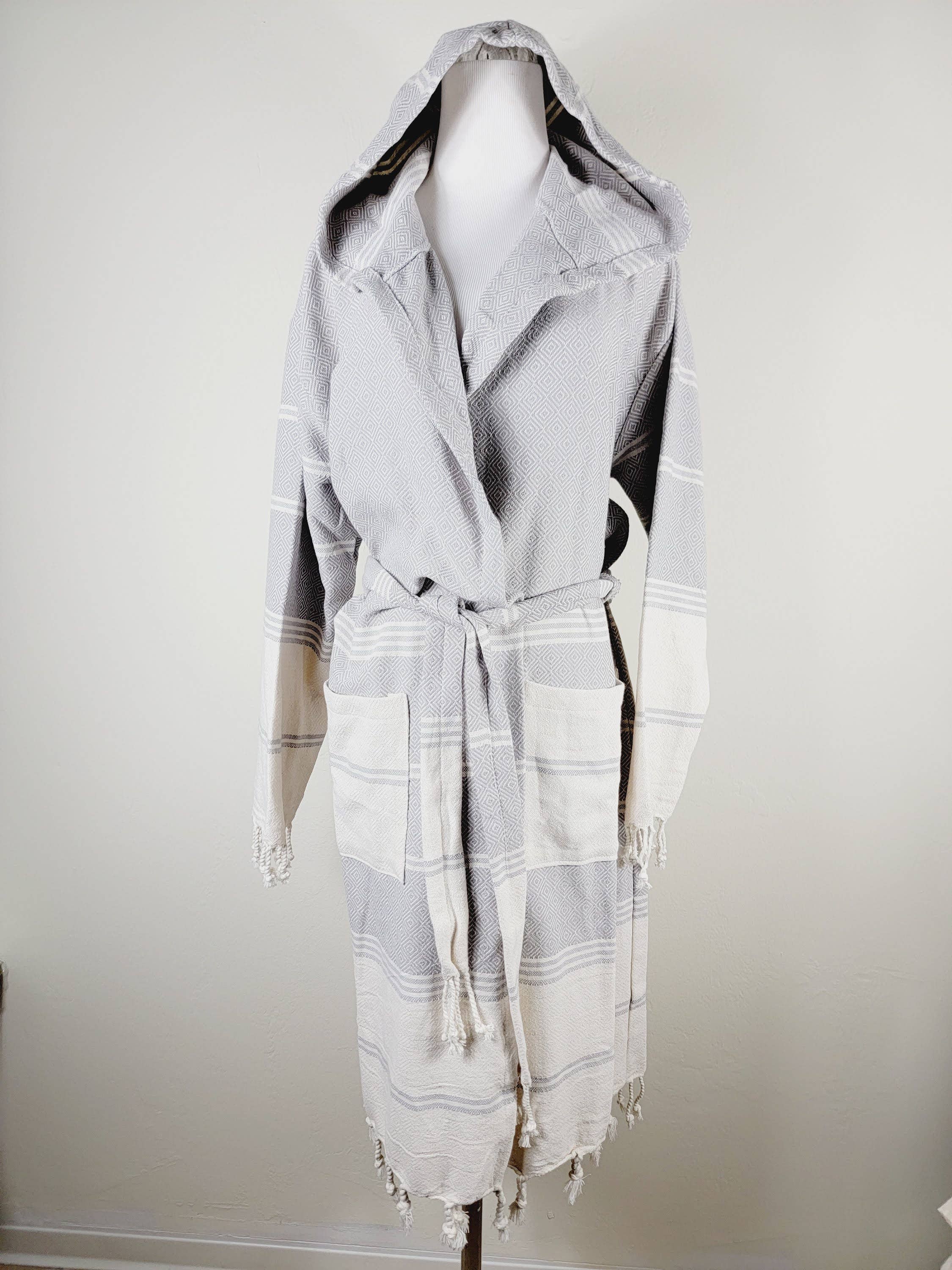 EBRU Home - Wholesale Robe - Unisex - Unisex Robe, Beach, Bath and Spa Turkish Robe - Gray4