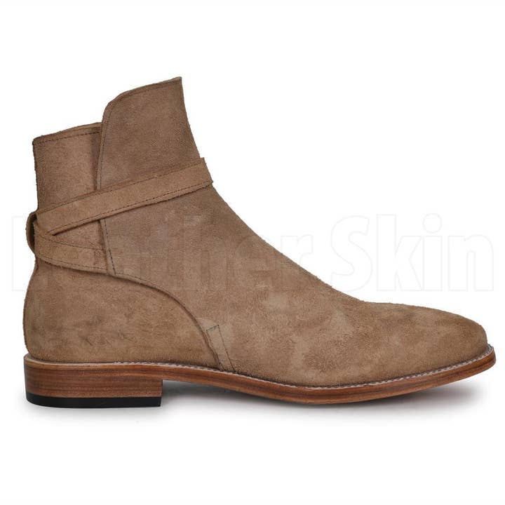 Stivali da uomo beige in pelle scamosciata alla caviglia tipo Jodhpur per la vendita all'ingrosso da parte di Leather Skin Shop