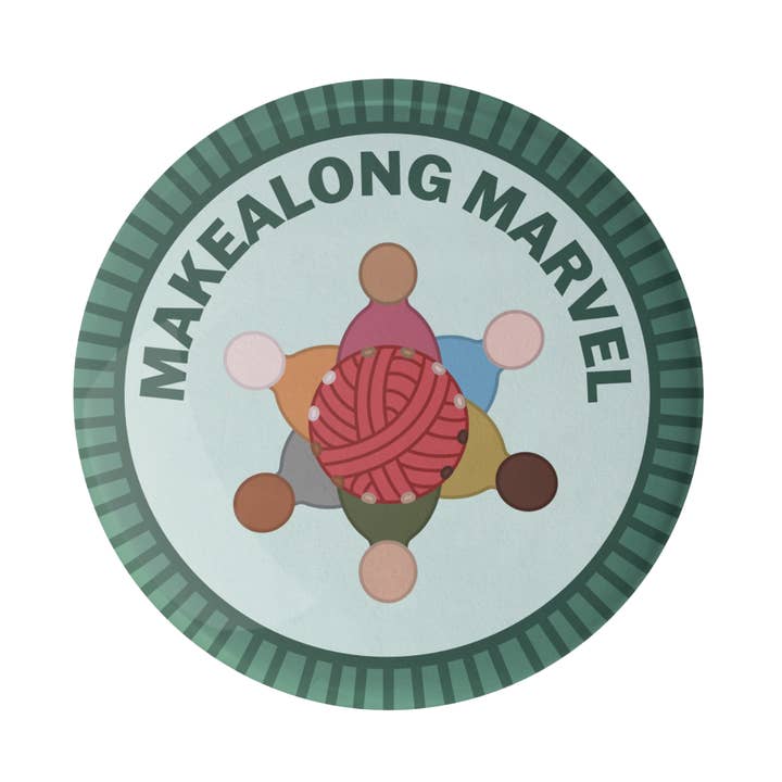 Makealong Marvel Badge for wholesale by Camp Stitchwood