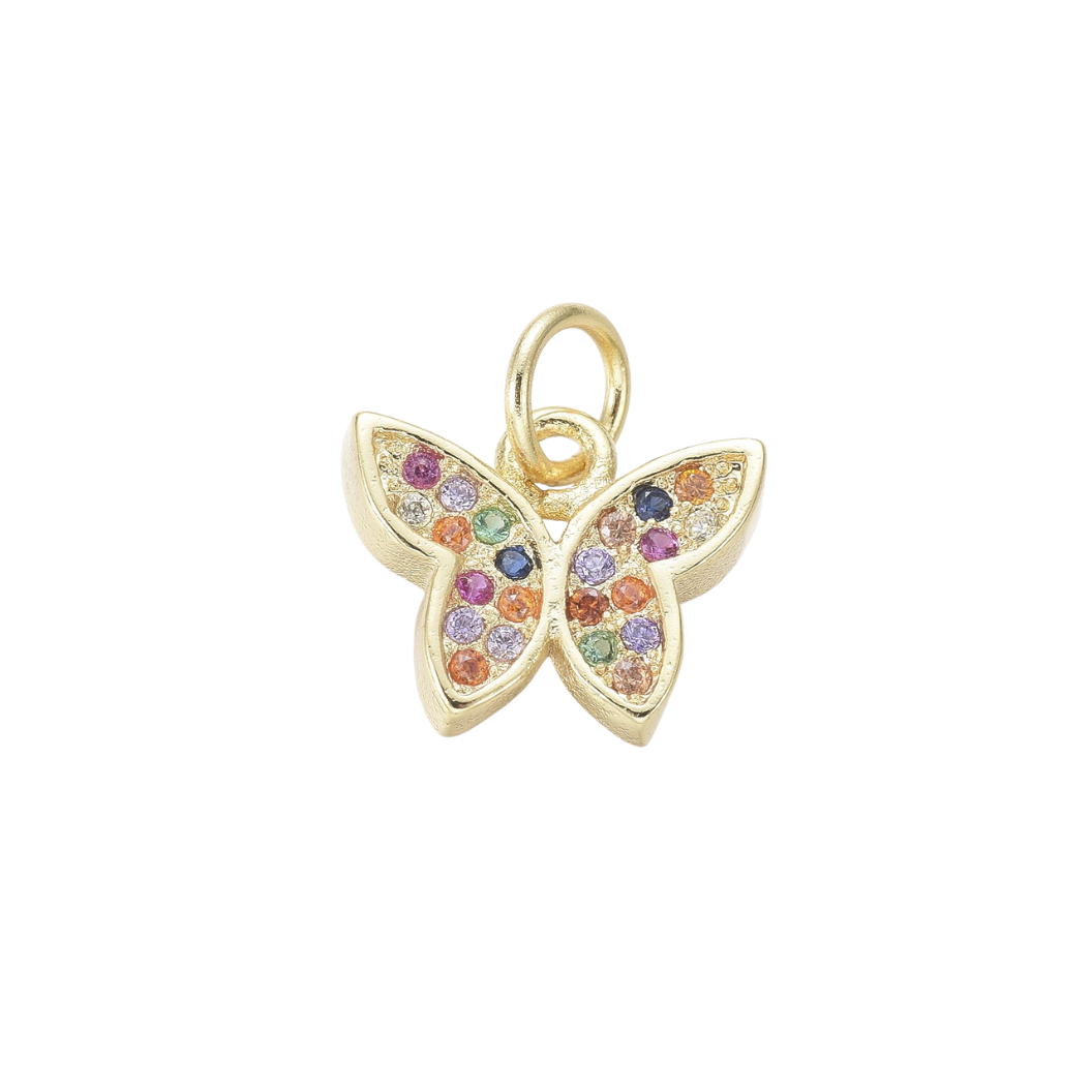 The Charm Bar Company - Wholesale Individual Charm/Pendant - Gold Butterfly Prism with Cubic Zirconia1