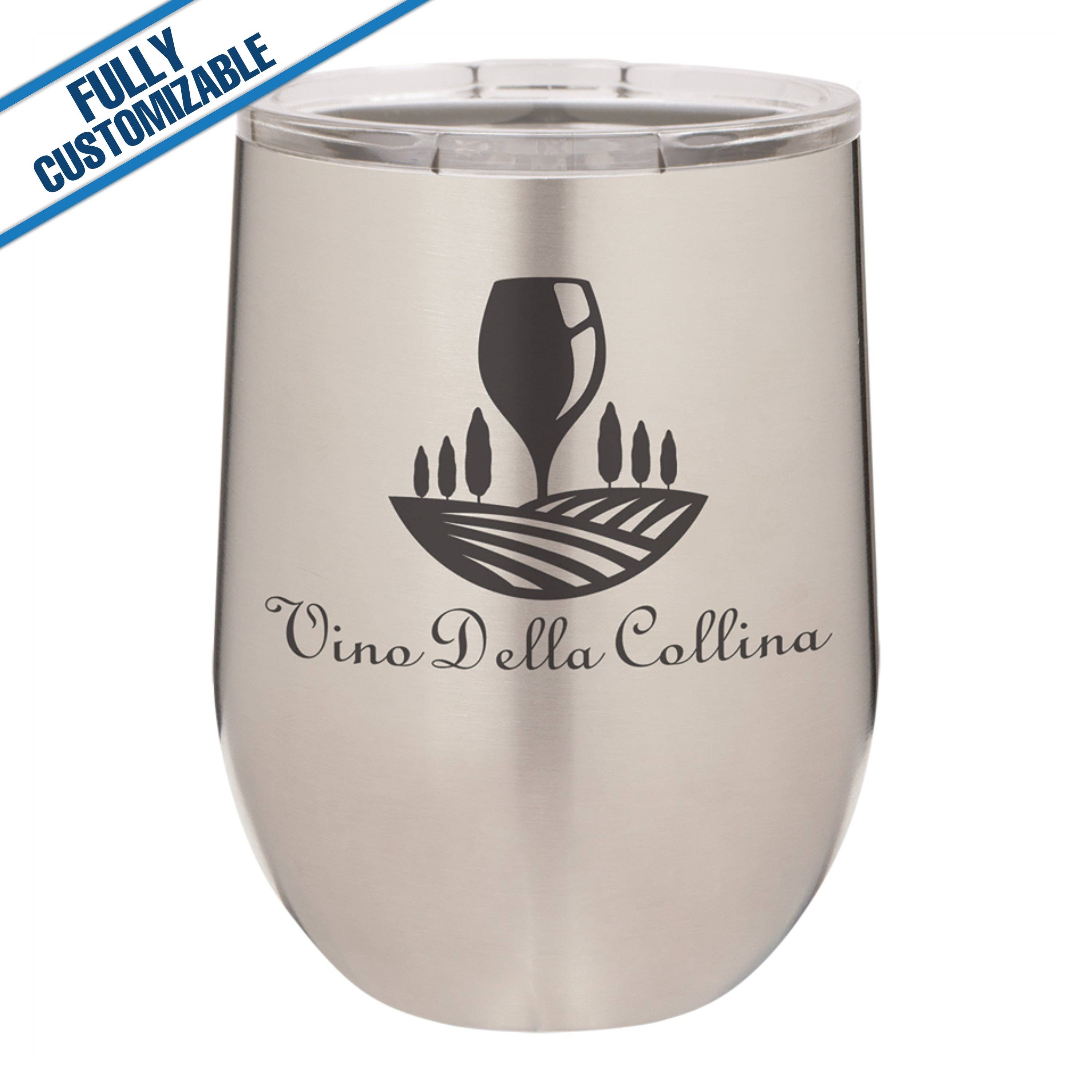 GiftWorksPlus - Vente Gourde/bouteille isotherme - 12 oz. Gobelet à vin gravé sans pied entièrement personnalisable0