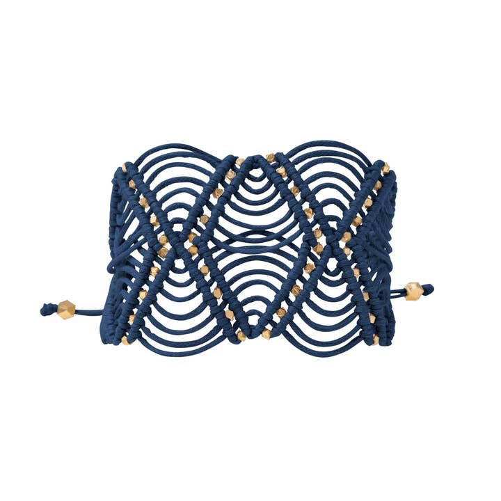 Navy Beaded Bracelet | Gaia Goddess Cuff for wholesale by Corda
