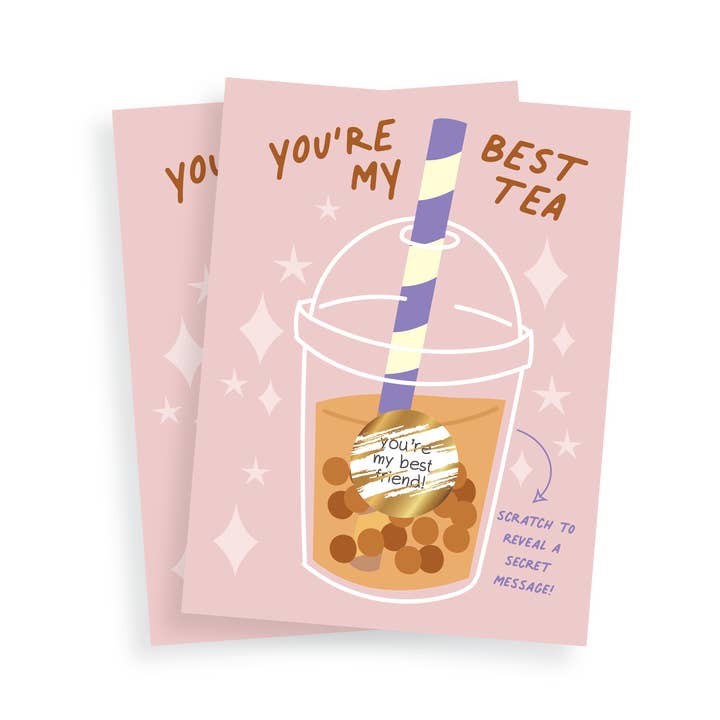 The Paxton Press - Wholesale Valentine's Day Card - Boba Tea Scratch-Off Class Valentines