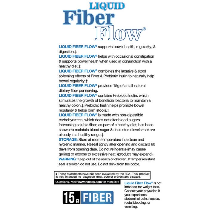 Nutritional Designs, Inc. - Wholesale Oral Supplement/Vitamin - Liquid Fiber Flow - Supports Bowel Health & Regularity