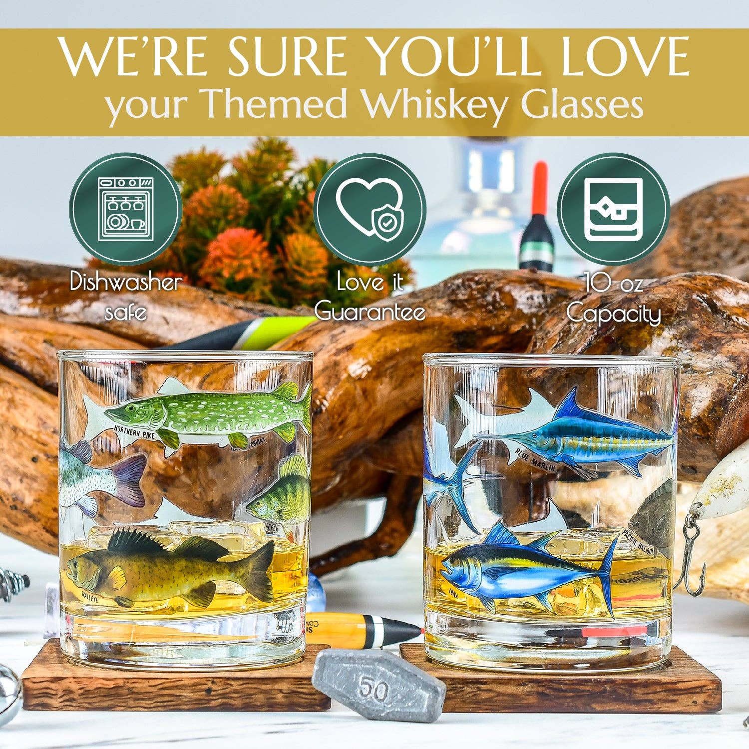 Greenline Goods - Wholesale Cocktail/Liquor Glass - Freshwater & Saltwater Whiskey Glass Set2