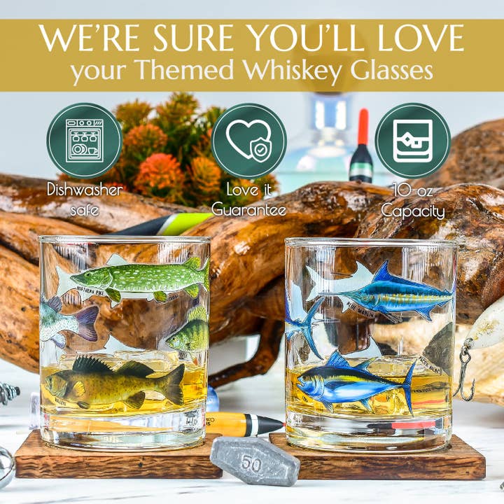 Greenline Goods - Wholesale Cocktail/Liquor Glass - Freshwater & Saltwater Whiskey Glass Set2