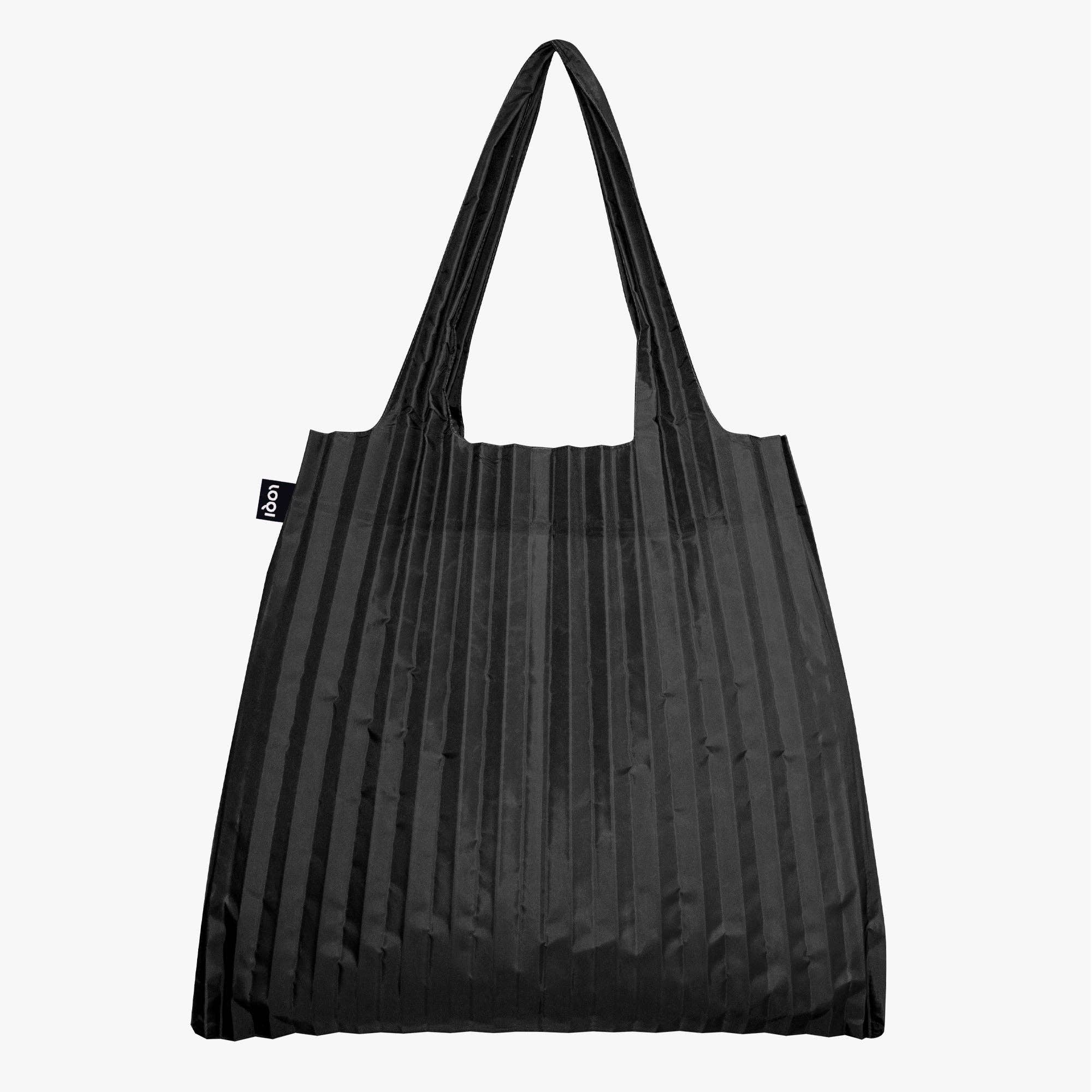 LOQI LLC - Wholesale Tote Bag - Unisex - PLEATED Black Recycled Bag0