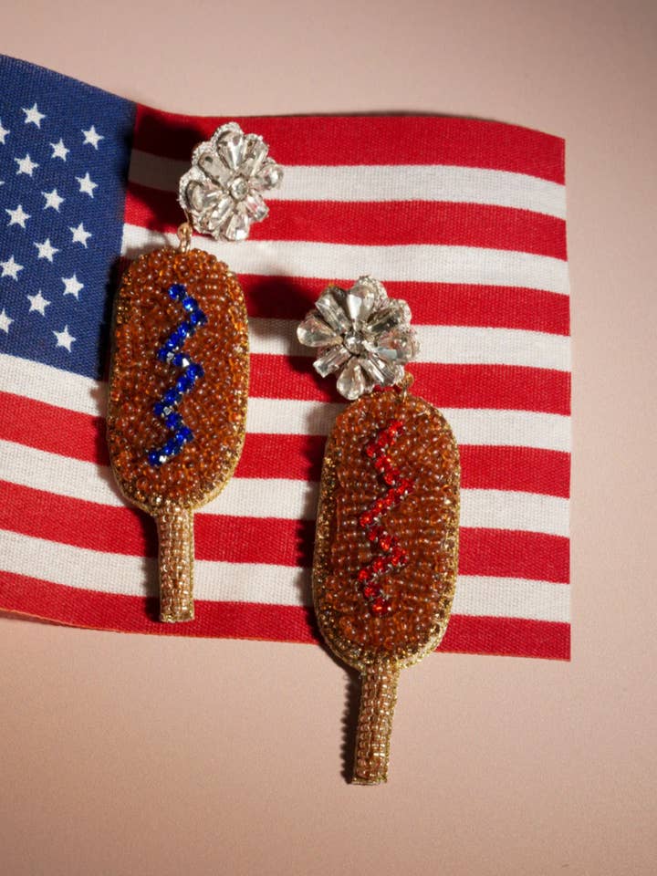 American Corn Dog Earrings for wholesale by Dos Femmes