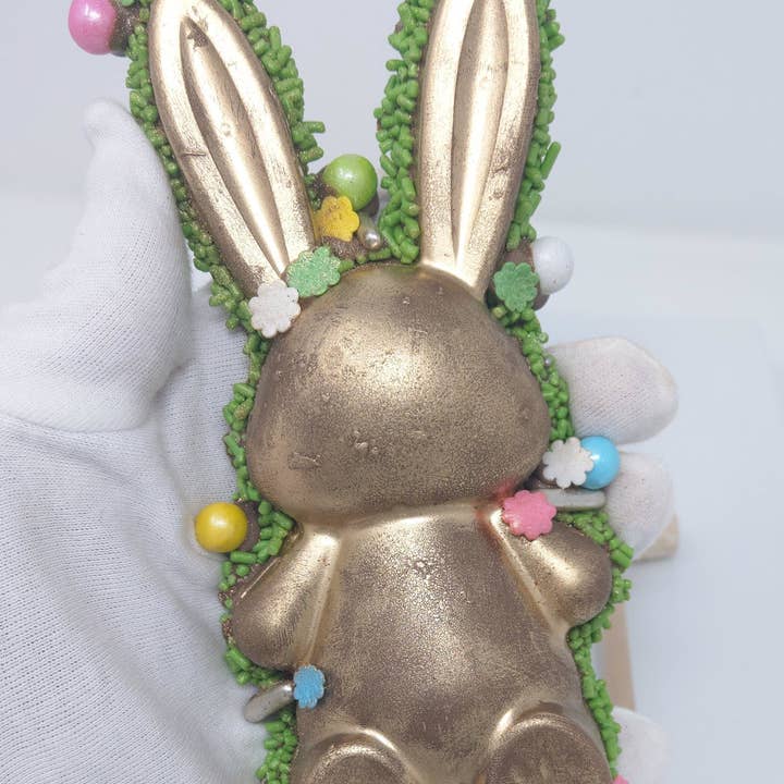 Wild Angel Treats, LLC – wholesale Chocolate-covered sweets – Gold Breakable Hollow Chocolate Easter Bunny with Candy