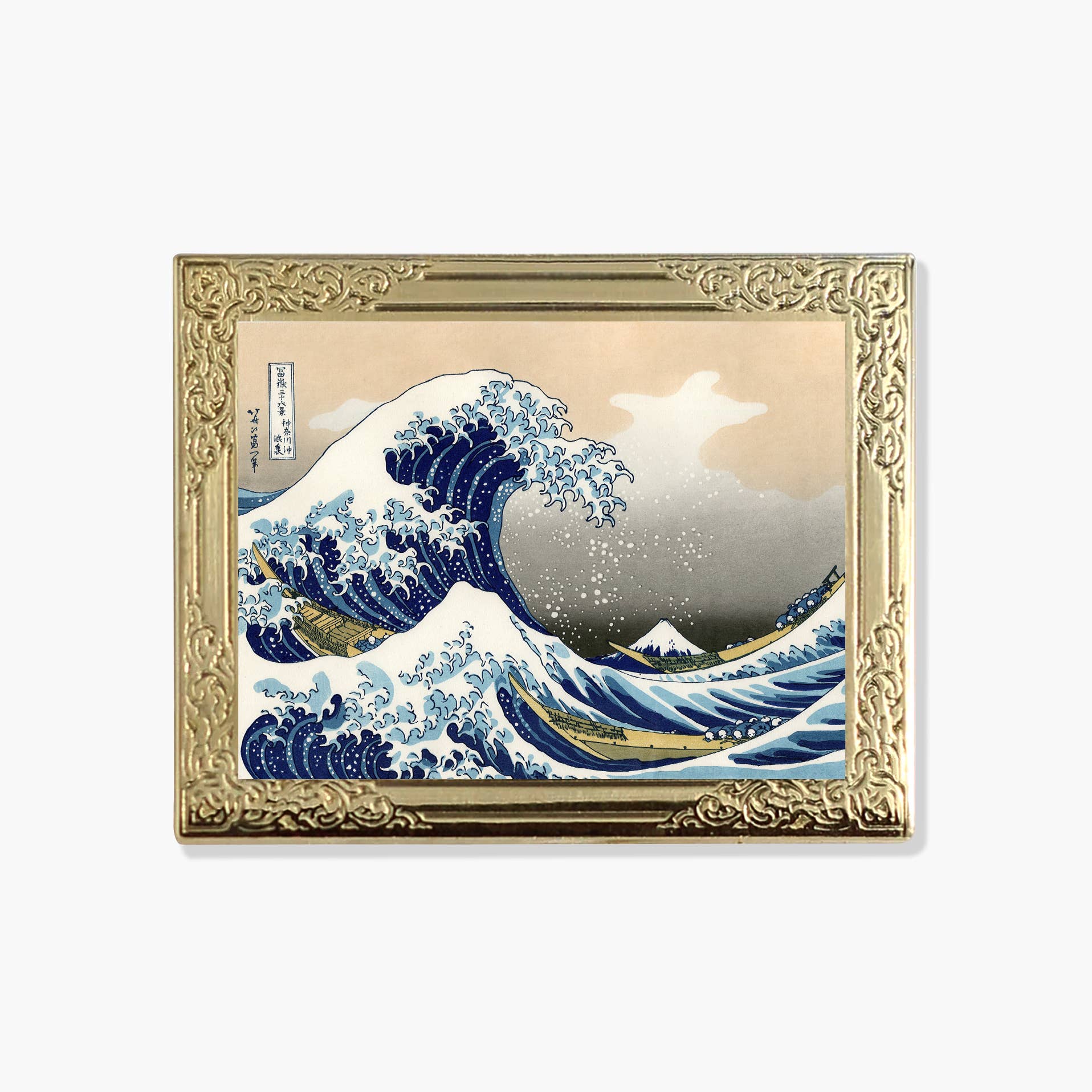 Real Sic - Wholesale Lapel Pin/Button - The Great Wave off Kanagawa Art Lapel Pin - Hokusai Woodbloc
