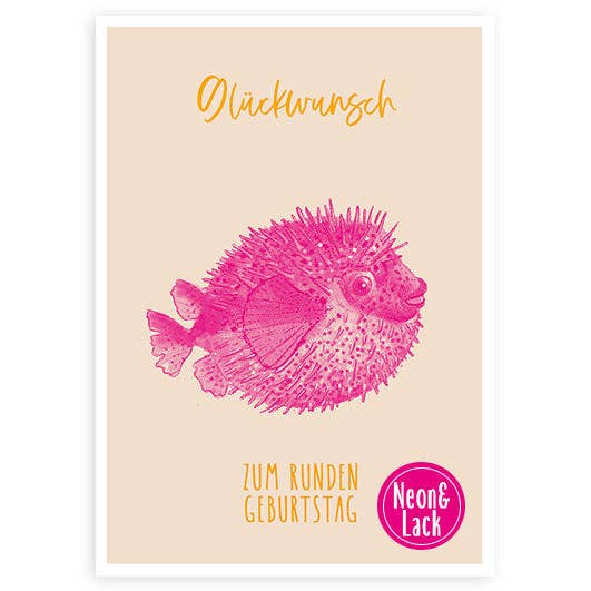 Pufferfish | Neon Postcard for wholesale by Hey!Cards GmbH & Co. KG