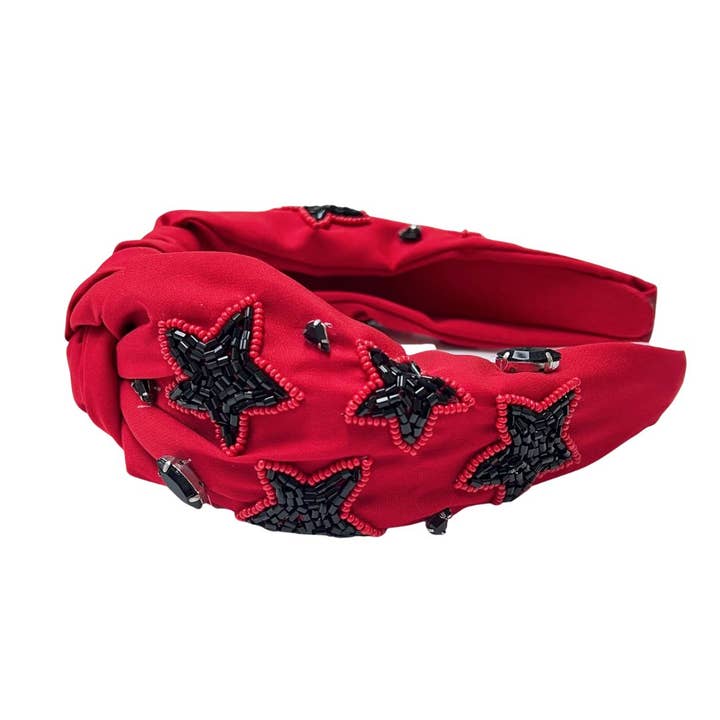 Star Red/Black Headband for wholesale by Treasure Jewels Inc.