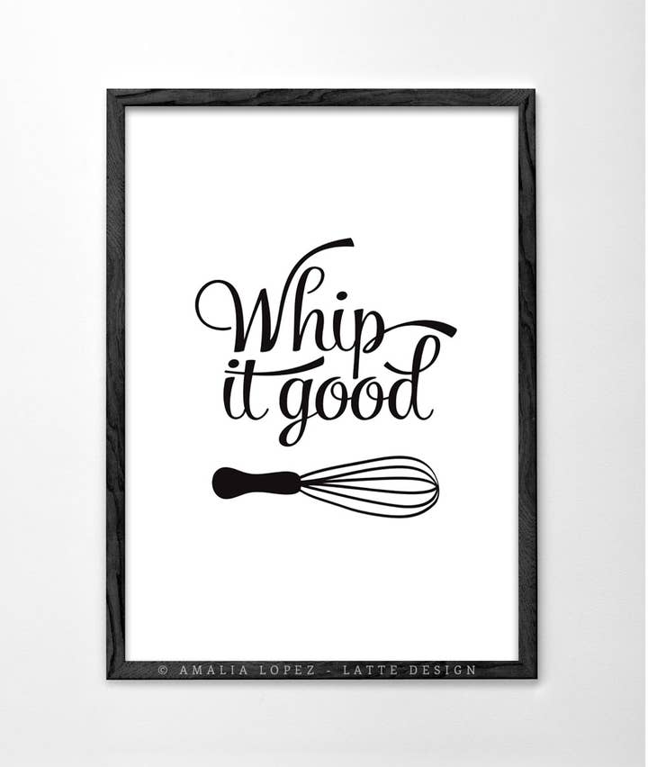 Latte Design - Wholesale Art Print - Whip it good Art print. White kitchen print