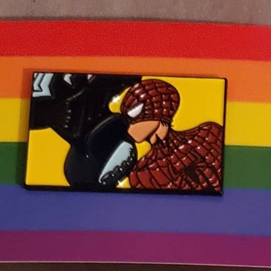 SPIDERMAN x VENOM Gay Kiss Pin, lgbtq pride for wholesale by PRIDE PINS