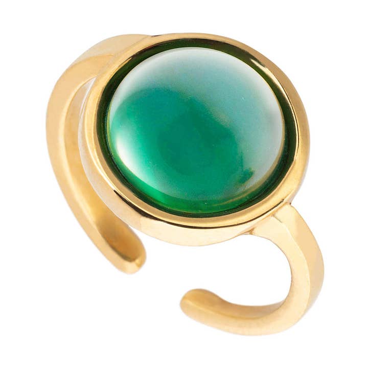 Anillo Chloe grande de ónix verde en oro para venta al por mayor de Hissia