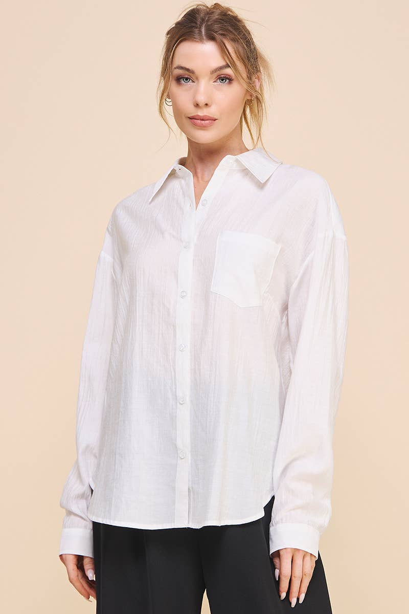 Allie Rose - Wholesale Button Down Shirt - Women's - Easy Textured Button Front Shirt8