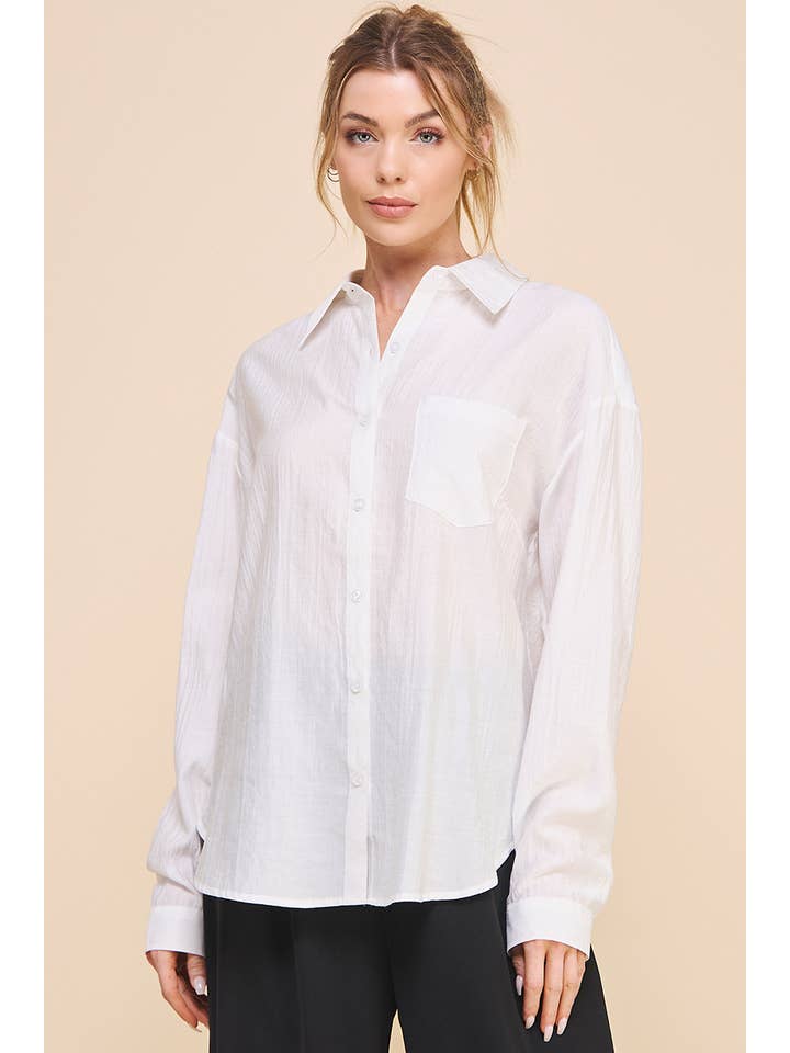 Allie Rose - Wholesale Button Down Shirt - Women's - Easy Textured Button Front Shirt8