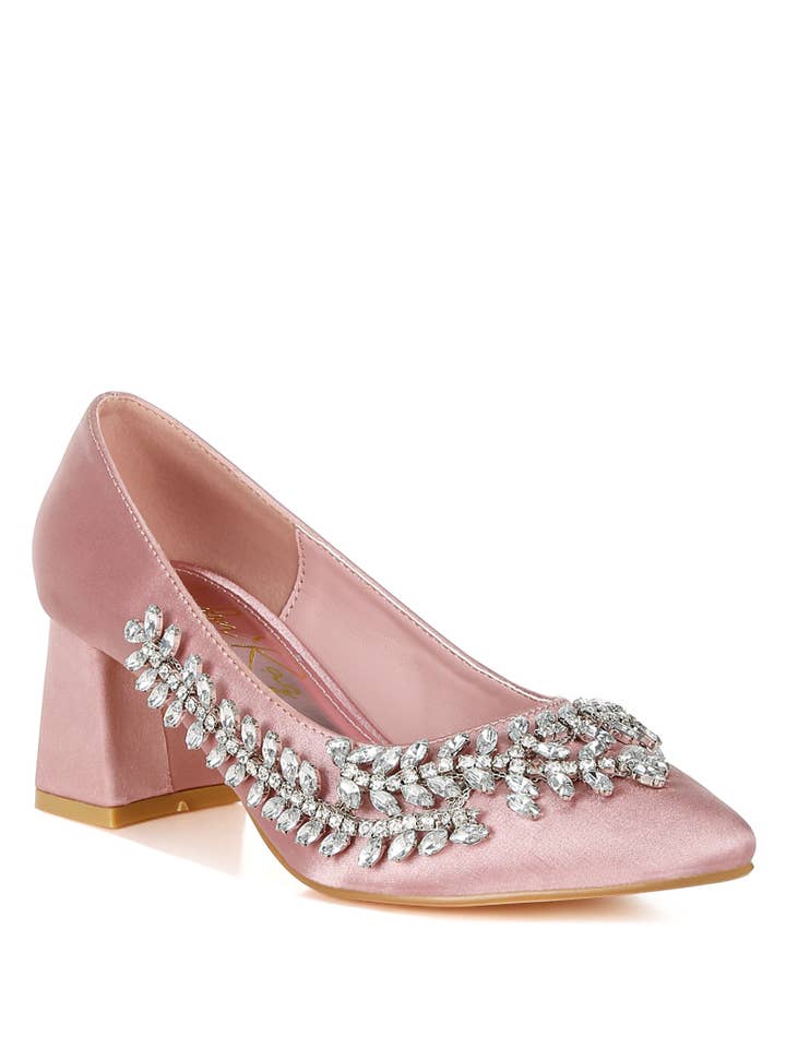 Abatina Satin Diamante Embellished Pumps for wholesale by Rag Company