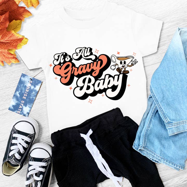 It's All Gravy Baby Vintage Boy's Thanksgiving T-Shirt for wholesale by Sonrise State