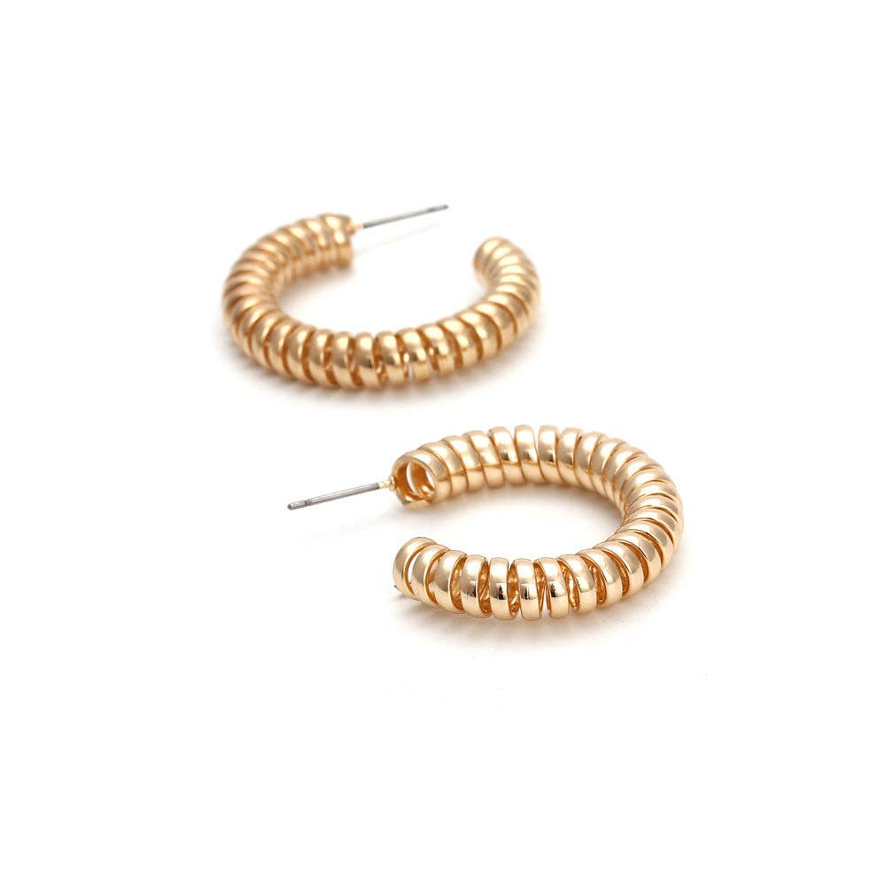 Gold Spiral Alloy Hoop Earrings E5331 for wholesale on Faire2