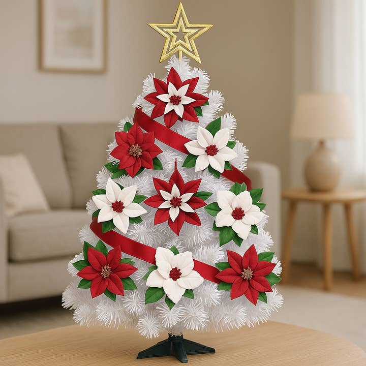 Sunflower Handmade leather inc - Venta al por mayor Adornos - 12 adornos de cuero con flores de poinsettia1