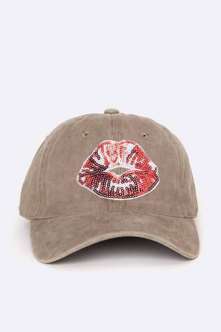 LA Jewelry Plaza - Wholesale Baseball Cap - Women's - Sequin Kiss Lip Patch Cotton Cap4