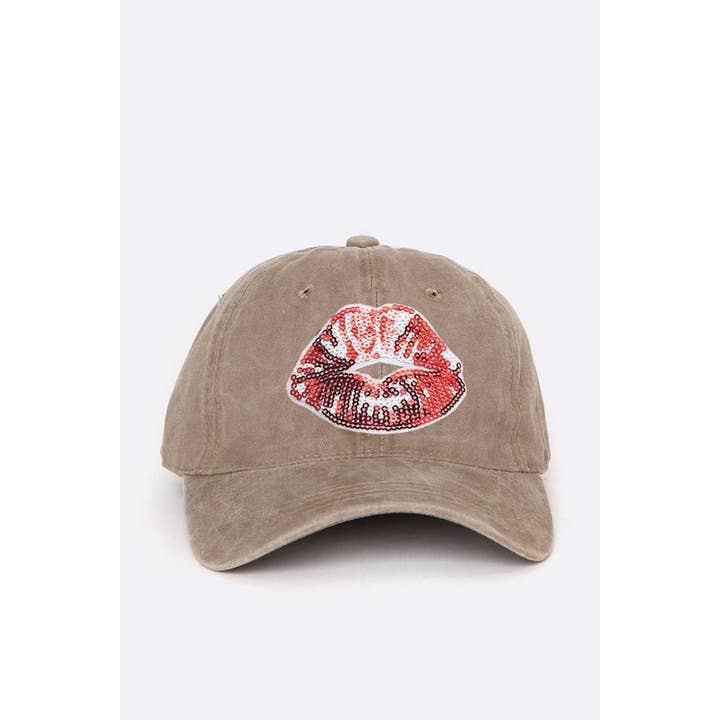 LA Jewelry Plaza - Wholesale Baseball Cap - Women's - Sequin Kiss Lip Patch Cotton Cap4
