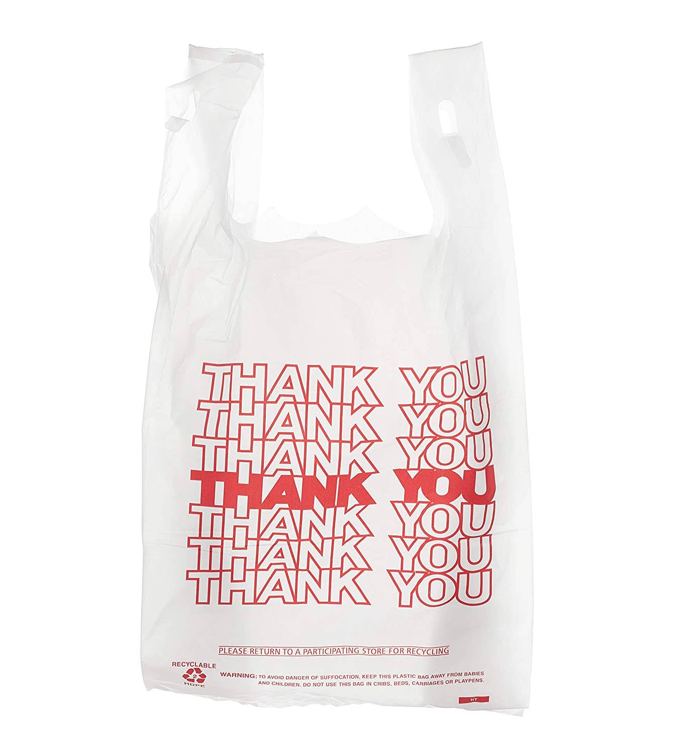 EcoQuality - Wholesale Grocery/Shopping Bag - Plastic White Thank You T-Shirt Bags0