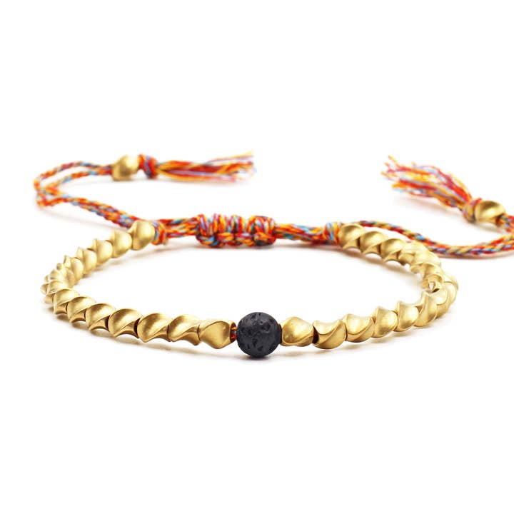 Matrix Aromatherapy - Wholesale Aromatherapy Bracelet - Gold Braid Essential Oil Lava Stone Diffuser Bracelet