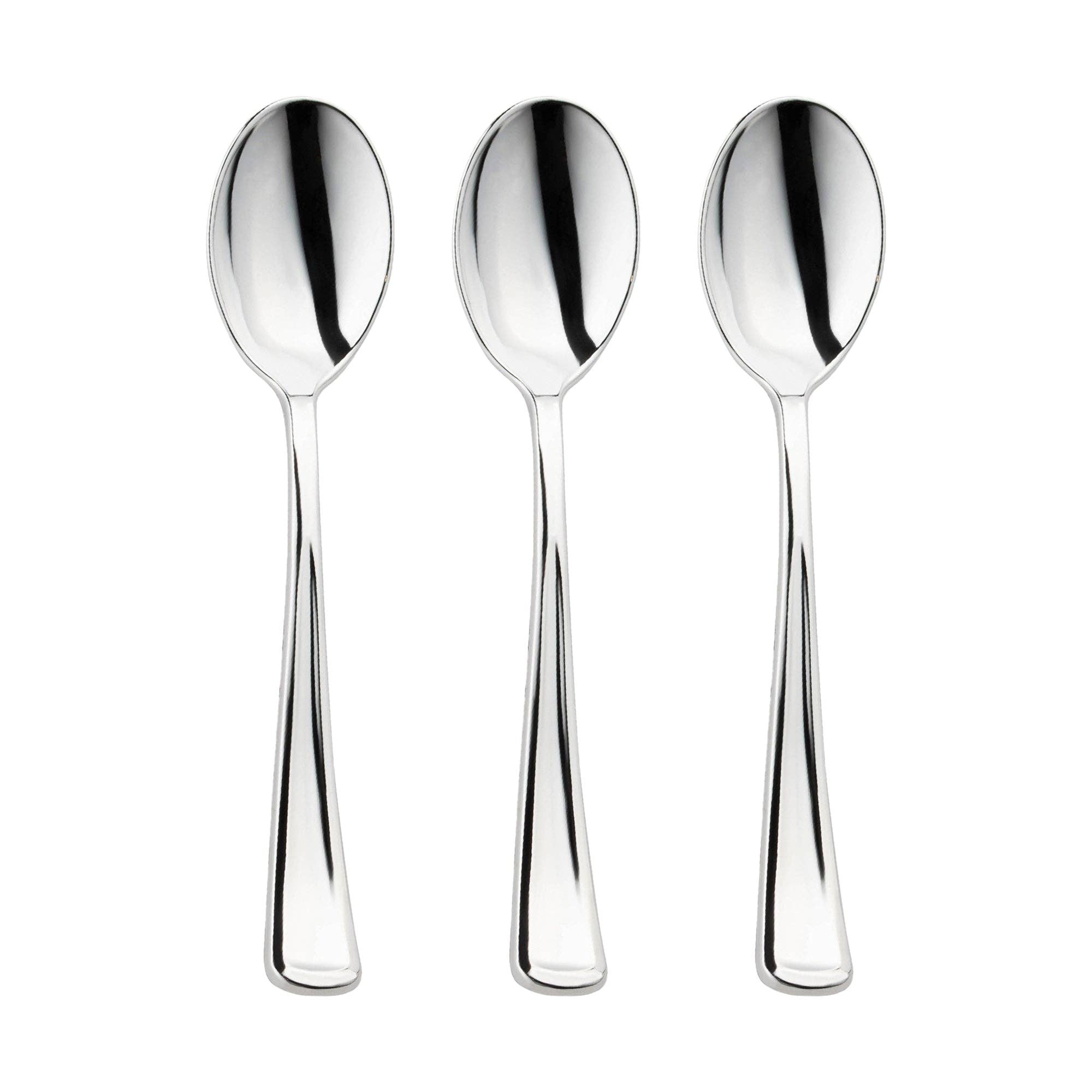 Smarty had a Party - Wholesale Table Spoon (Cutlery) - Shiny Metallic Silver Plastic Spoons - 24 pcs1