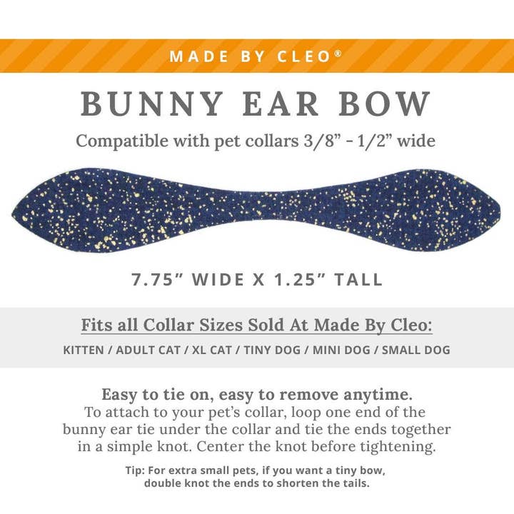Made By Cleo - Wholesale Pet Collar - Cat - "Starry Night" - Night Sky Cat Collar & Bunny Ear Bow Set