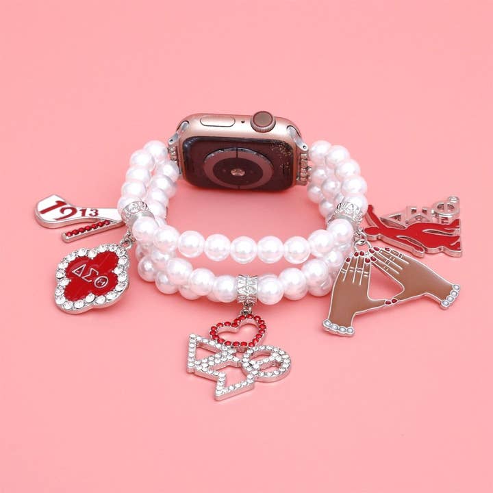 Updated DST White Pearl Charm Watch Band Women for wholesale on Faire