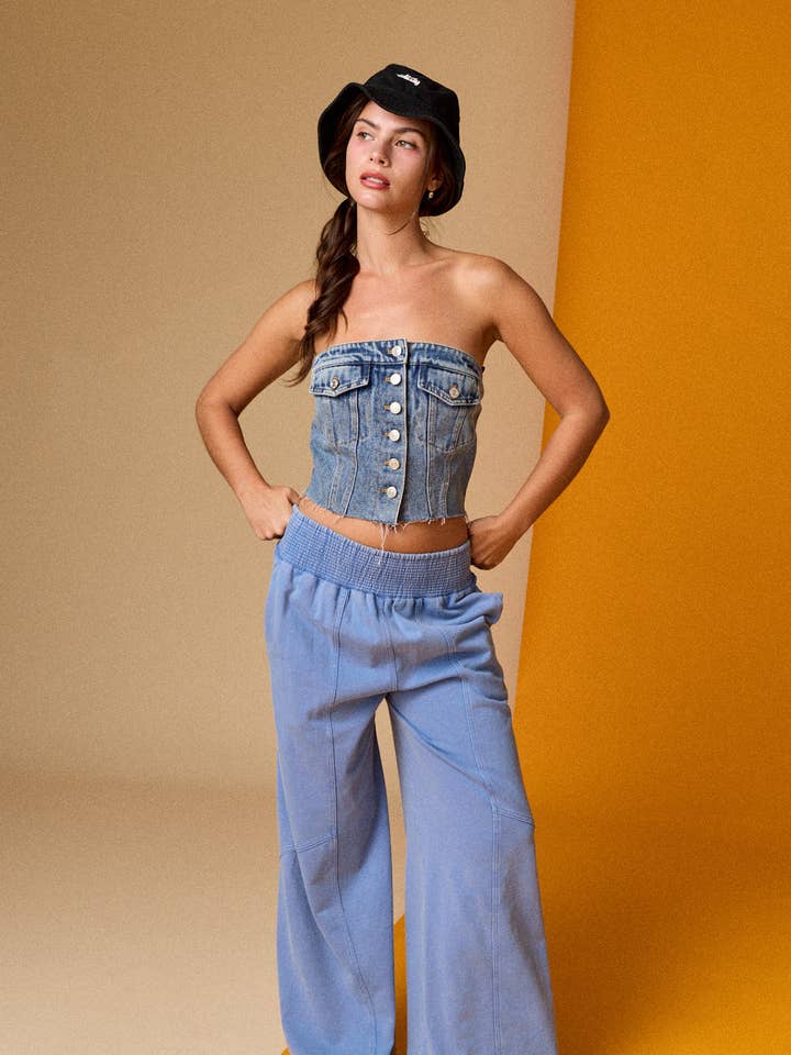 PT17271 - Kaylani Denim Corset Top for wholesale by Papermoon