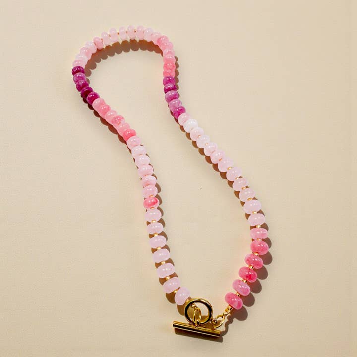 Colar de Contas de Pedra Preciosa Arrojado em Degradê Rosa por atacado de ETHICGOODS