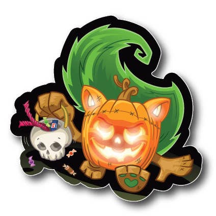 Pegatina de Jack-O-Lantern con caramelos para venta al por mayor de Squaredy Cats
