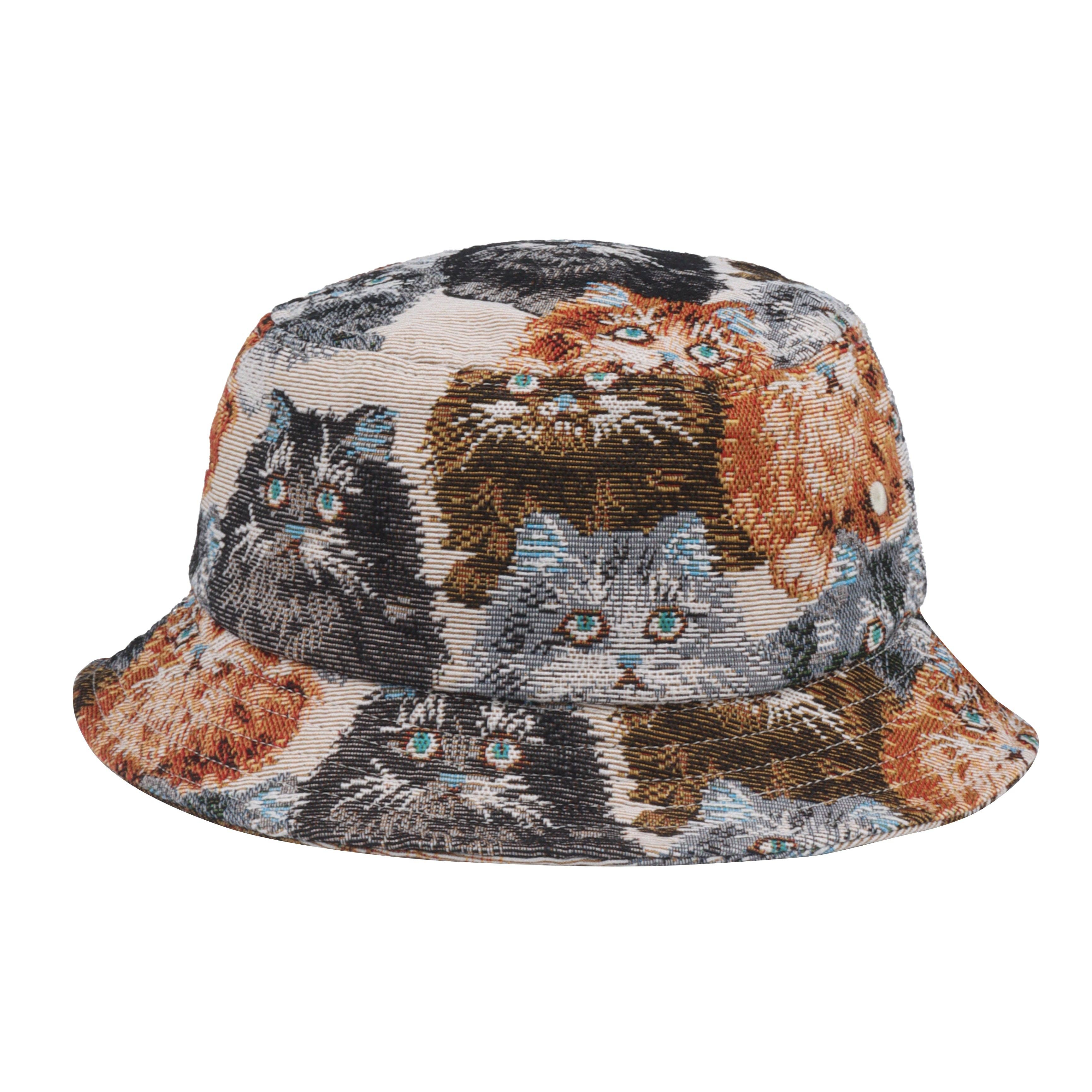 HATPHILE - Wholesale Bucket Hat - Women's - HatPhile Cat Bucket Hat – Vintage Tapestry-Style Cat Jacquard Hat0