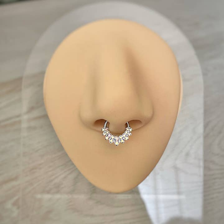 Elara Body Jewelry - Wholesale Nose Ring - Silver Septum Piercing (16G | 8mm or 10mm | Surgical Steel | Multiple Color Options)6