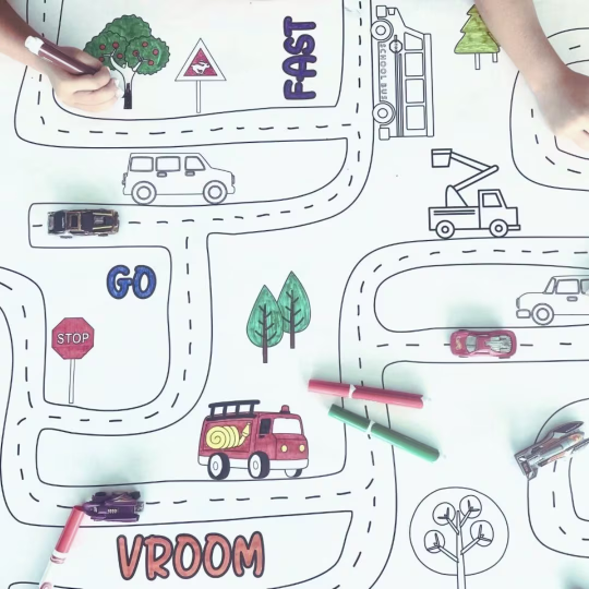 Creative Crayons Workshop - Wholesale Coloring Mat - Kids & Baby - Cars & Trucks Road Map Mat | Giant Coloring Play Activity3