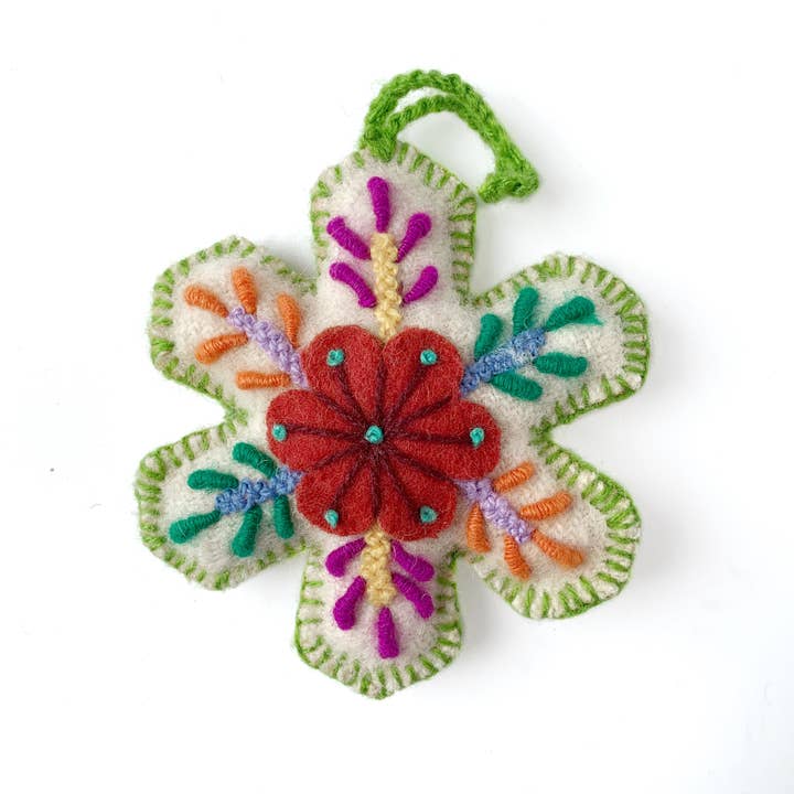Ornaments 4 Orphans - Wholesale Ornament - White Snowflake Embroidered Christmas Ornament, Various Colors1