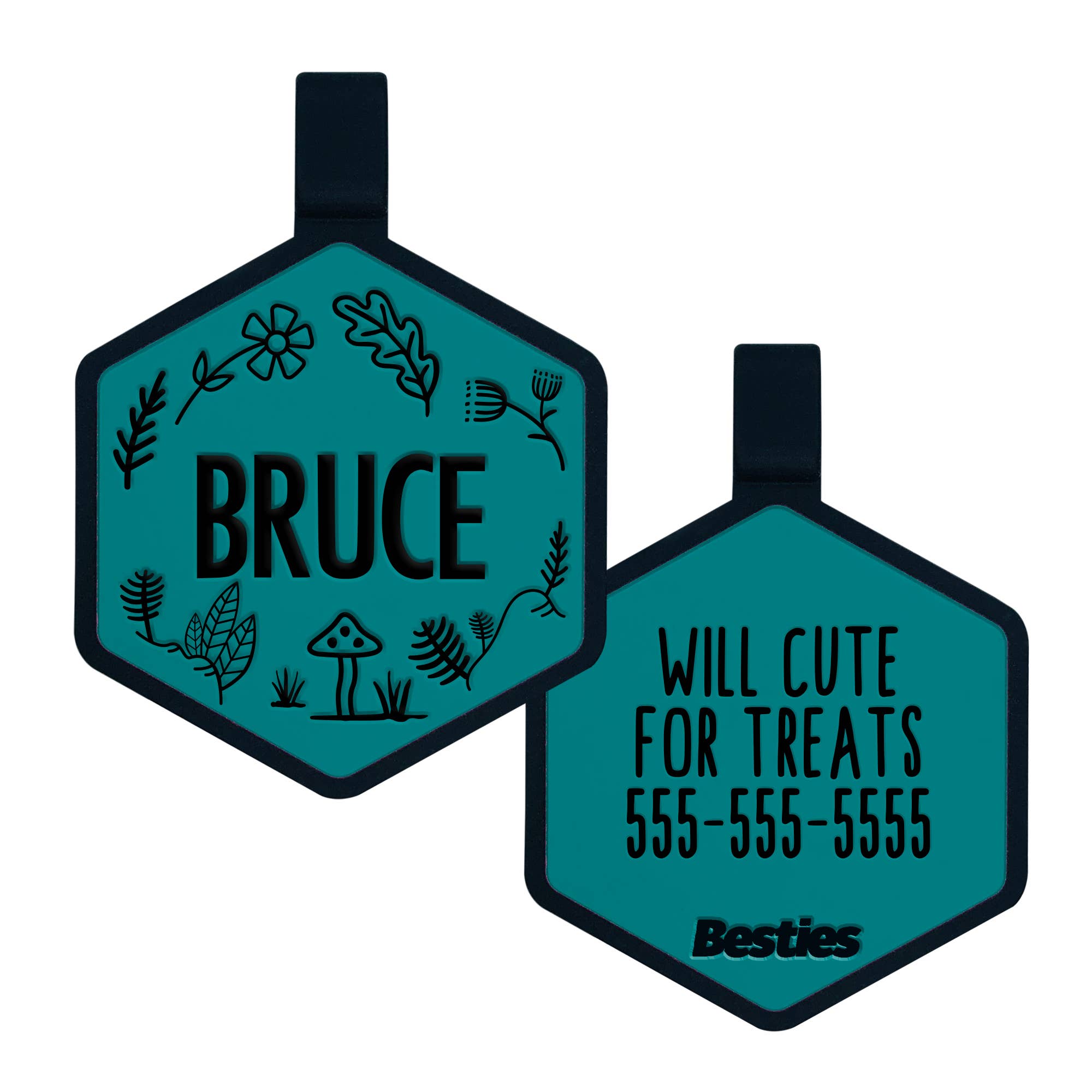 Besties Pets – Großhandel Haustiermarke – Hund – Woodland Silikon-Hundemarke mit Namensgravur3