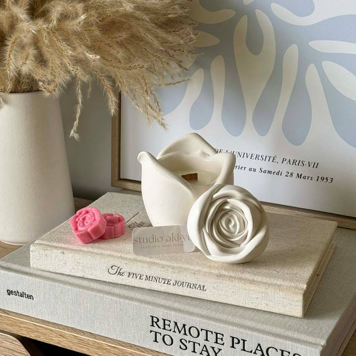 Studio Akiyo - Wholesale Jar/Filled Candle - Rosebud Scented Wood Wick Soy Candle | 3oz | Mother's Day