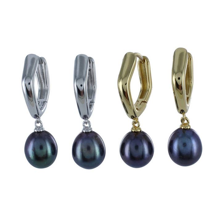 Pendientes de aro con perlas y pavo real del Pentágono para venta al por mayor de REEVES & REEVES