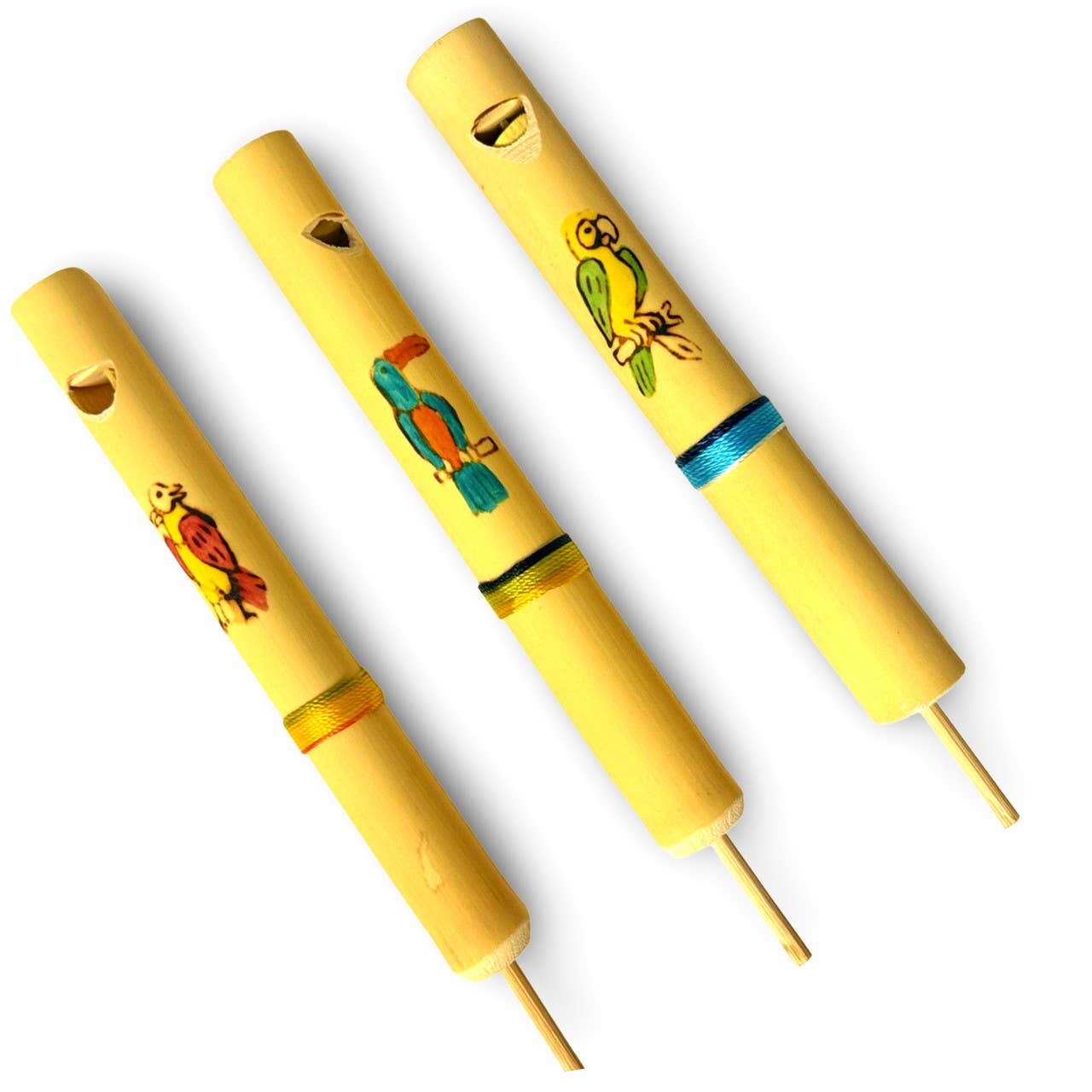 Sanyork Fair Trade - Wholesale Musical Toy - Kids & Baby - Slide Whistle Bamboo Hand Painted Flute Assorted Designs Art1