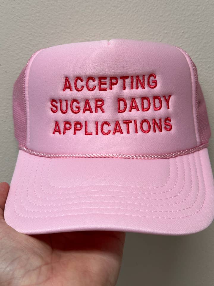 Pink Sugar Daddy Trucker hats for wholesale by Happy Hour