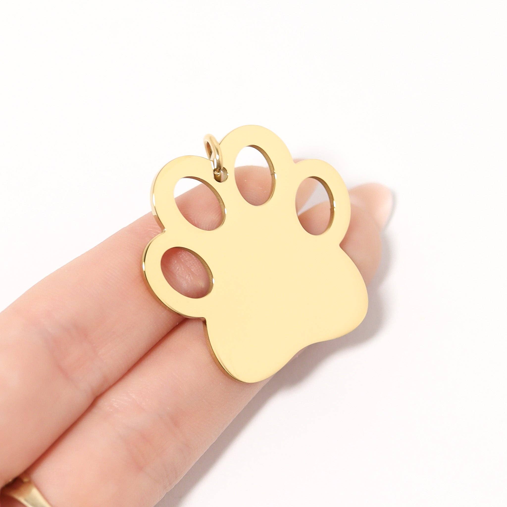 WJW - Wholesale Pet Identification Tag - Cat/Dog - 18K Gold PVD Stainless Steel Dog Paw Blank Pet Tag2