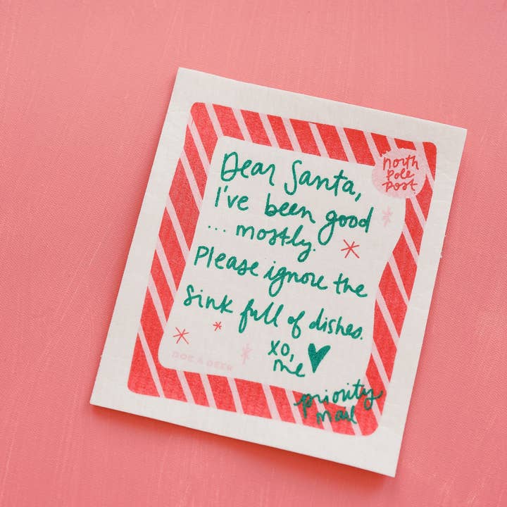 Doe A Deer - Wholesale Dishcloth - Dear Santa Swedish Dishcloth