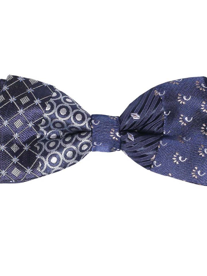 Papillon Annodato Patchwork di Seta Blu Patch325 per la vendita all'ingrosso da parte di Graffeo Cravatte