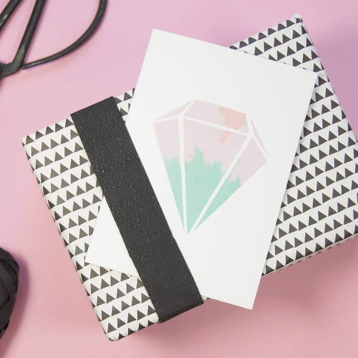 Everyday Card & Envelope – “Can't Buy Me Love” (Mint/Pink Gem) for wholesale by Karte Design Berlin